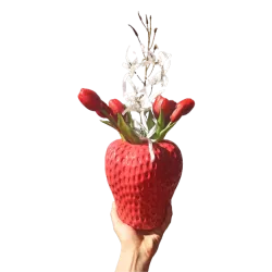 Designerski Wazon w Kształcie Truskawki + Kwiaty Jak Żywe HIT Dekoracji!