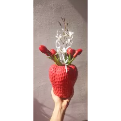 Designerski Wazon w Kształcie Truskawki + Kwiaty Jak Żywe HIT Dekoracji!