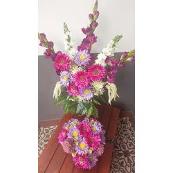 Stroik serce i bukiet do wazonu – komplet PREMIUM na cmentarz