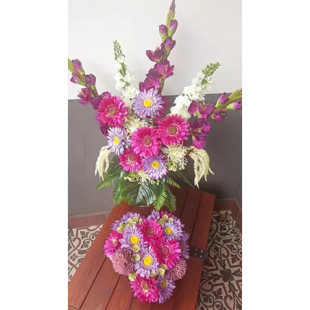 Stroik serce i bukiet do wazonu – komplet PREMIUM na cmentarz