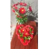 Stroik serce i bukiet do wazonu czerwony – komplet 3-częściowy PREMIUM na cmentarz