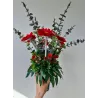 Stroik serce i bukiet do wazonu czerwony – komplet 3-częściowy PREMIUM na cmentarz