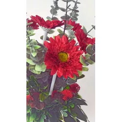 Stroik serce i bukiet do wazonu czerwony – komplet 3-częściowy PREMIUM na cmentarz