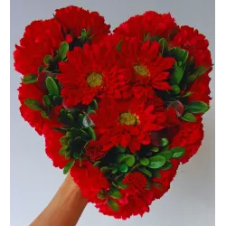 Stroik serce i bukiet do wazonu czerwony – komplet 3-częściowy PREMIUM na cmentarz