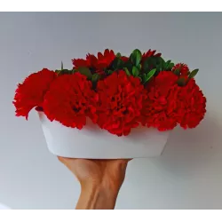 Stroik serce i bukiet do wazonu czerwony – komplet 3-częściowy PREMIUM na cmentarz