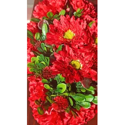 Stroik serce i bukiet do wazonu czerwony – komplet 3-częściowy PREMIUM na cmentarz