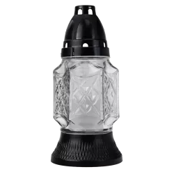 Znicz szklany 19 cm biały • czas palenia ok. 9 h • polski produkt