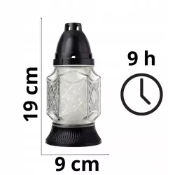 Znicz szklany 19 cm biały • czas palenia ok. 9 h • polski produkt