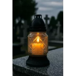 Znicz szklany 19 cm biały • czas palenia ok. 9 h • polski produkt