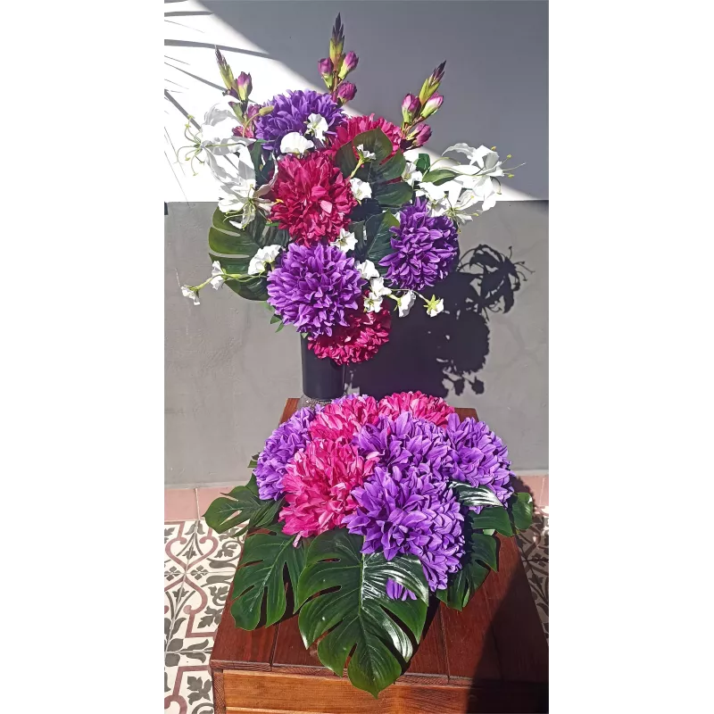 Stroik serce i bukiet do wazonu – komplet PREMIUM na cmentarz