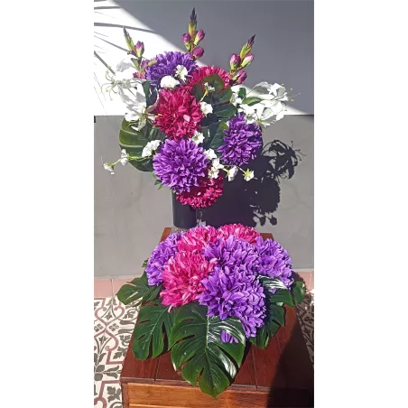 Stroik serce i bukiet do wazonu – komplet PREMIUM na cmentarz