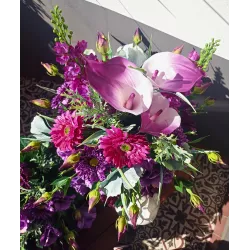 Komplet nagrobny PREMIUM 3-częściowy bukiety jak żywe + znicz na cmentarz