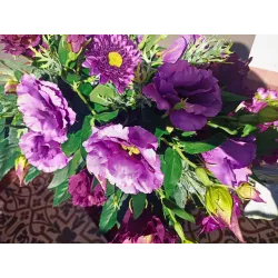 Komplet nagrobny PREMIUM 3-częściowy bukiety jak żywe + znicz na cmentarz