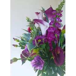 Komplet nagrobny PREMIUM 3-częściowy bukiety jak żywe + znicz na cmentarz