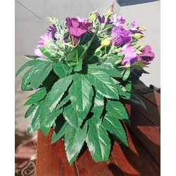 Komplet nagrobny PREMIUM 3-częściowy bukiety jak żywe + znicz na cmentarz