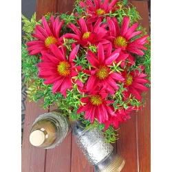 Stroik Nagrobny SERCE Czerwone | 2x Znicz Szklany Biały | Stabilizowany