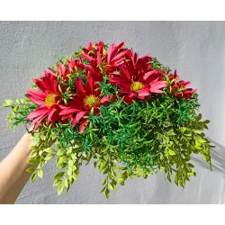 Stroik Nagrobny SERCE Czerwone | 2x Znicz Szklany Biały | Stabilizowany