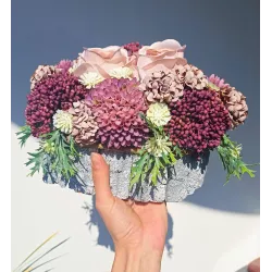 Komplet nagrobny na Wszystkich Świętych znicz z krzyżem + stroik serce