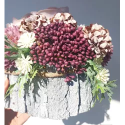 Komplet nagrobny na Wszystkich Świętych znicz z krzyżem + stroik serce