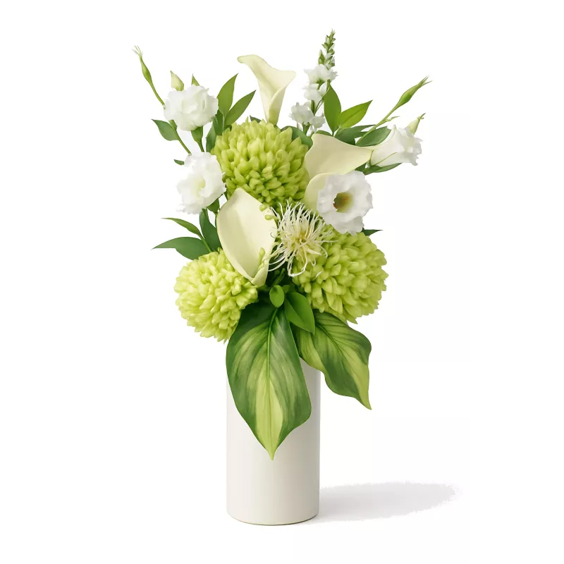 Bukiet do wazonu na cmentarz – stabilizowany – kalle, eustomy, chryzantemy