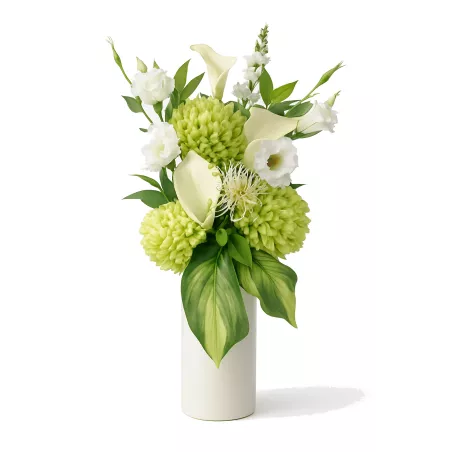 Bukiet do wazonu na cmentarz – stabilizowany – kalle, eustomy, chryzantemy