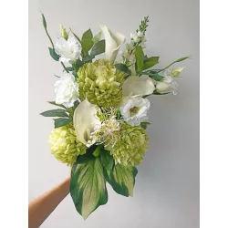 Bukiet do wazonu na cmentarz – stabilizowany – kalle, eustomy, chryzantemy
