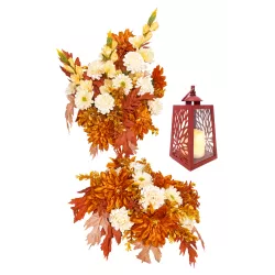 Komplet nagrobny: bukiet do wazonu + leżący 50×50 + lampion LED