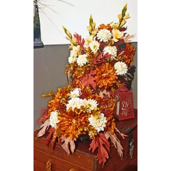 Komplet nagrobny: bukiet do wazonu + leżący 50×50 + lampion LED