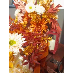 Komplet nagrobny: bukiet do wazonu + leżący 50×50 + lampion LED