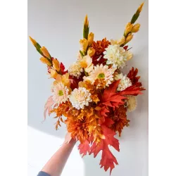 Komplet nagrobny: bukiet do wazonu + leżący 50×50 + lampion LED