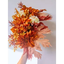 Komplet nagrobny: bukiet do wazonu + leżący 50×50 + lampion LED