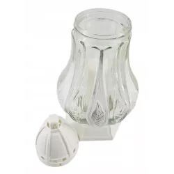 Znicz szklany 31 cm biały + wkład 36 h – tradycyjny