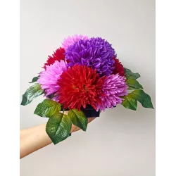 Zestaw Komplet na grób: stroik 50×40×25 + 3 znicze kula fiolet 21 cm