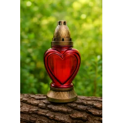 Elegancki znicz serce w czerwonym kolorze z efektownym złotym przetarciem