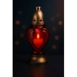 Elegancki znicz serce w czerwonym kolorze z efektownym złotym przetarciem