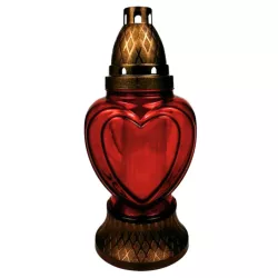 Elegancki znicz serce w czerwonym kolorze z efektownym złotym przetarciem