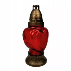 Elegancki znicz serce w czerwonym kolorze z efektownym złotym przetarciem