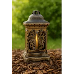 Elegancki znicz na grób w kolorze starego złota