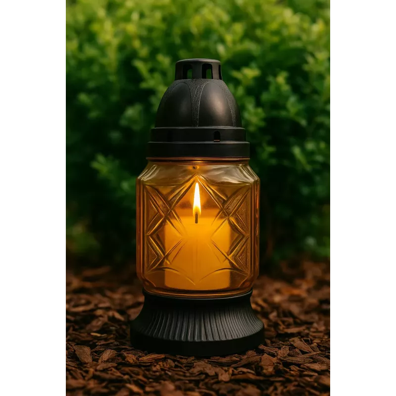 Znicz szklany 19 cm biały • czas palenia ok. 9 h • polski produkt