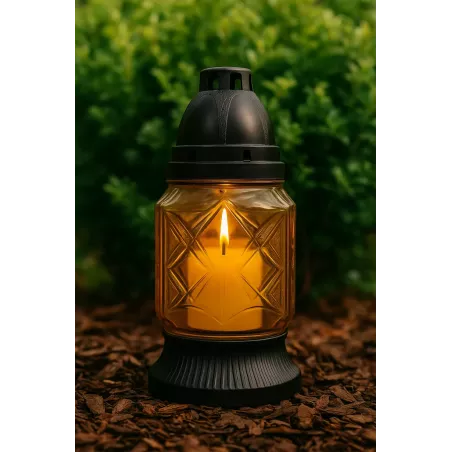 Znicz szklany 19 cm biały • czas palenia ok. 9 h • polski produkt