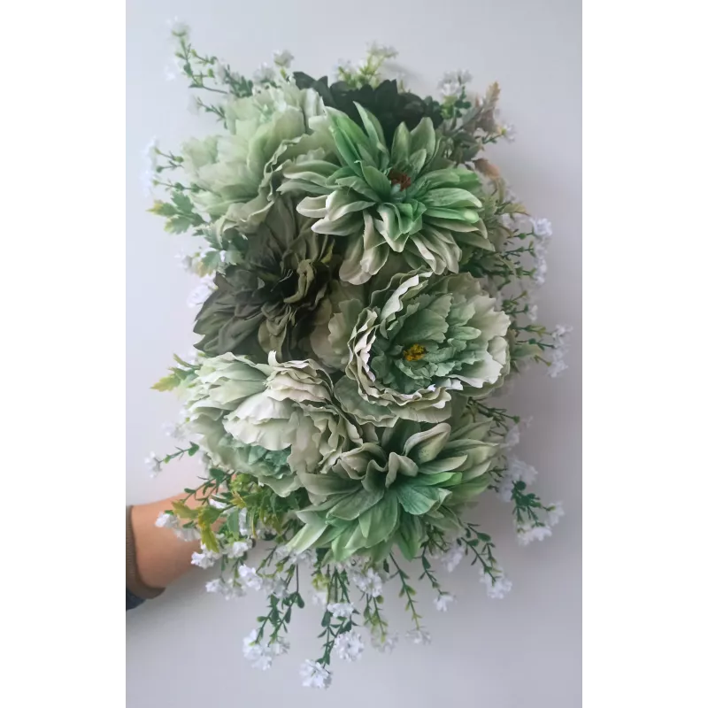 Stroik nagrobny podłużny zielono-biały - Wszystkich Świętych