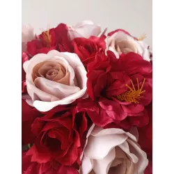 Stroik nagrobny – róże czerwone, gotowy na Wszystkich Świętych