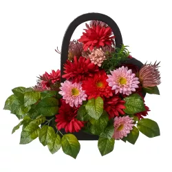 Stroik nagrobny SERCE stabilizowany czarne drewno sztuczne kwiaty Handmade