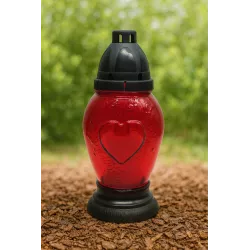 Znicz serce – czerwony, z ornamentem