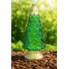 Znicz Nagrobny Choinka Szklana 42 cm – Zielona/Złota z Wymiennym Wkładem