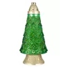 Znicz Nagrobny Choinka Szklana 42 cm – Zielona/Złota z Wymiennym Wkładem