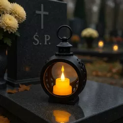 Lampion Latarenka 15 cm Czarny – Świeca LED na Baterie