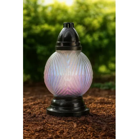 Duży znicz kula szklany 32cm różowo-fioletowy