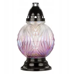 Duży znicz kula szklany 32cm różowo-fioletowy