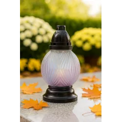 Duży znicz kula szklany 32cm różowo-fioletowy